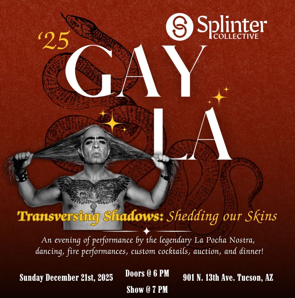 2025 gayla poster featuring an image of Guillermo who is one of the founders of the world renowned La Pocha Nosta