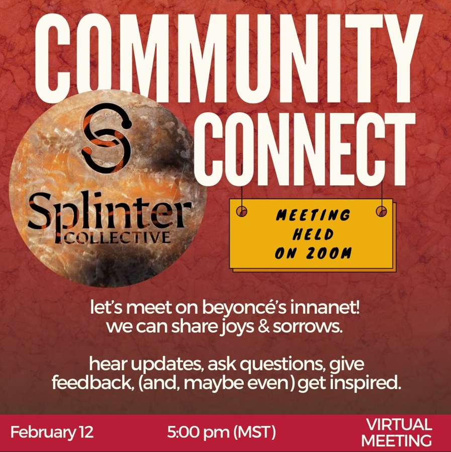 community connect held on zoom hear updates, ask questions, give feedback, maybe even just get inspired